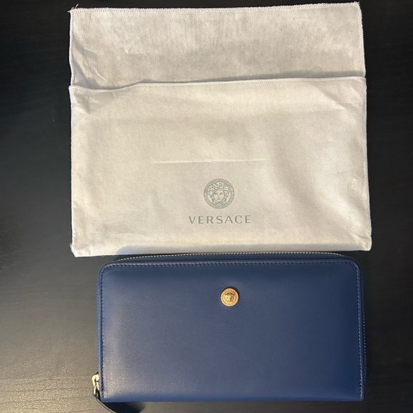 Versace Large Dark Blue Wallet - Picture 2 of 8